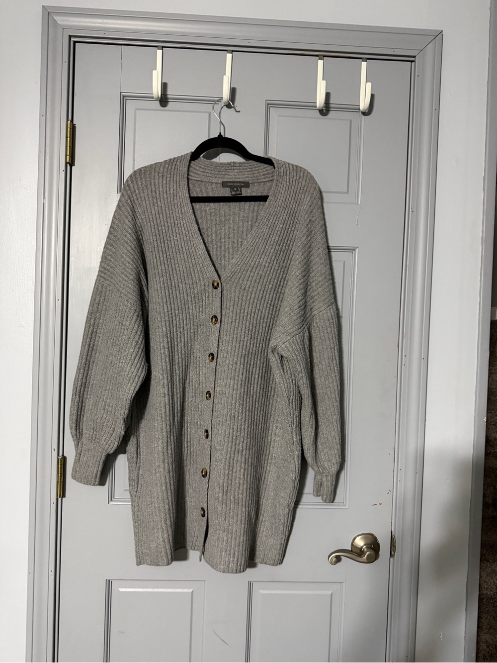 French Connection Vhari Ribbed Button-Down Sweater Dress